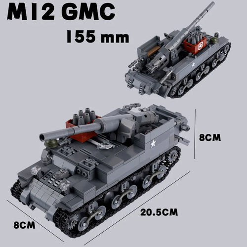 WWII Military US German Armored Vehicle MOC Building Blocks Soldiers Figure Tank Gun Carriage Medical Truck Transport Toys K033