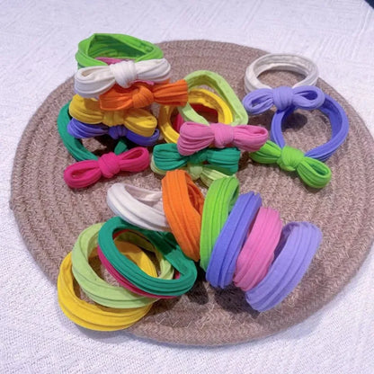 10PCS Spring Pastel Bow Scrunchies-Velvet Hair Ties for Women&Girls, Cute Ponytail Accessories with Butterfly Hair Bows Gift Set