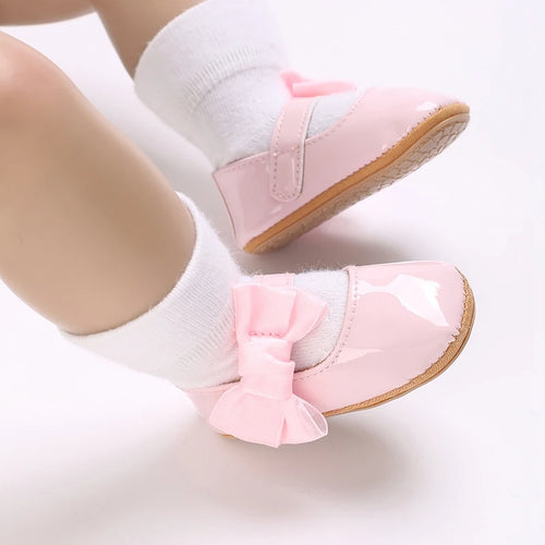 Adorable Baby Girls Bowknot Decor Soft Sole Flats Shoes with Non-Slip Bottoms for First Steps in Summer Princess Style