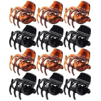 12 Pcs Hair Claw Clips, 1.3 Inch Medium Hair Clips No-Slip Grip Jaw Clips Claw Clips for Women and Girls (Black, Brown,Clear)