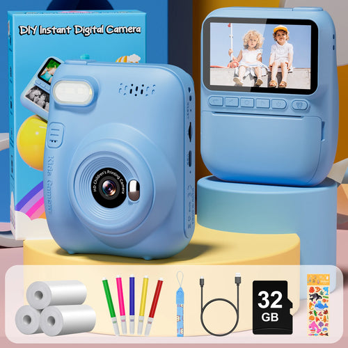 Gofunly 3.0" Kids Camera Instant Print, 1080P Digital Camera for Kids with 3 Rolls of Printer Paper, Kids Camera for 6-12 Years
