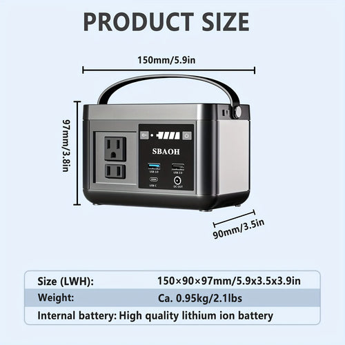Portable Power Station P86,88.8Wh 3.7 V LiFePo4 Battery,with 120W (150W Peak) AC Outputs, Solar Generator for Travel and Camping