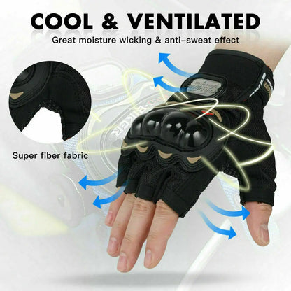 Motorcycle Gloves for Men Women Half Finger Glove Moto Fingerless Riding Protective Gear Gloves Motorbike ATV MTB Racing  Gloves