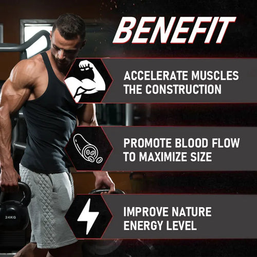 Men's Energy Supplement, Maximum Strength 1400 mg, Improved Energy, Stamina & Stamina, Focus, Muscle Mass, 60/120 Capsules