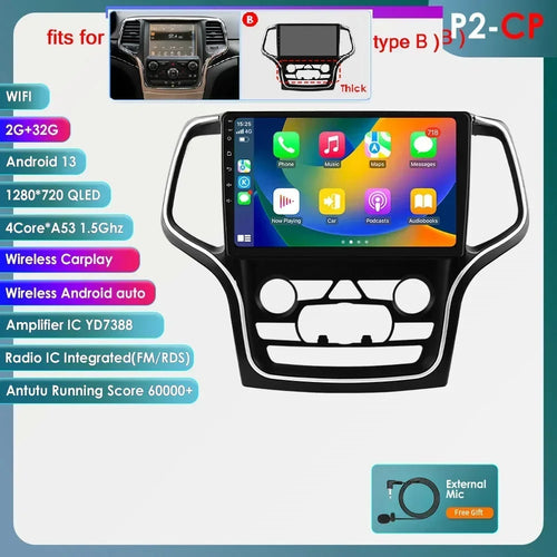 Hizpo 10.1 Carplay 4G 2Din Android 13 Car Radio for Jeep Grand Cherokee WK2 2014 -2022 Multimedia Video Player Autoradio GPS DSP