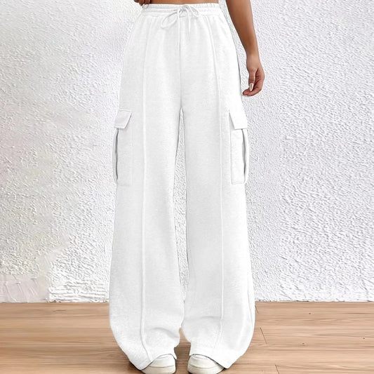 Women'S Autumn/Winter Sweatpants High Waisted Loose Wide Leg Pants Street Style Casual Workout Joggers Straight Crotch Trousers