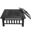 32" Metal Firepit Patio Backyard Garden Square Stove Cover Fire Pit Heat Brazier
