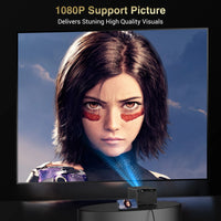 HAPPRUN Electric Focus Mini 1080P Projector - Bluetooth, 200 Inch Display, Outdoor Movie