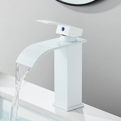 Quyanre Matte Black Waterfall Basin Faucet Single Handle Mixer Hot Cold Water Basin Crane Tap For Bathroom Wash Basin Mixer Tap
