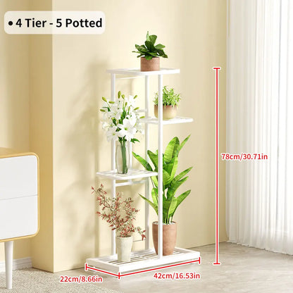 Plant Shelves Iron Potted Flower Plant Stand Rack Multiple Flower Pot Holder Shelf Indoor Outdoor Planter Display Organizer