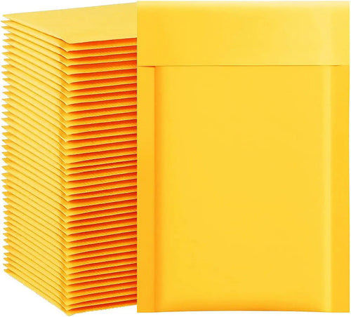 Kraft Foam Mail 4x8 "100 pieces, small zip-lock mail transport bag, yellow padded envelope #000
