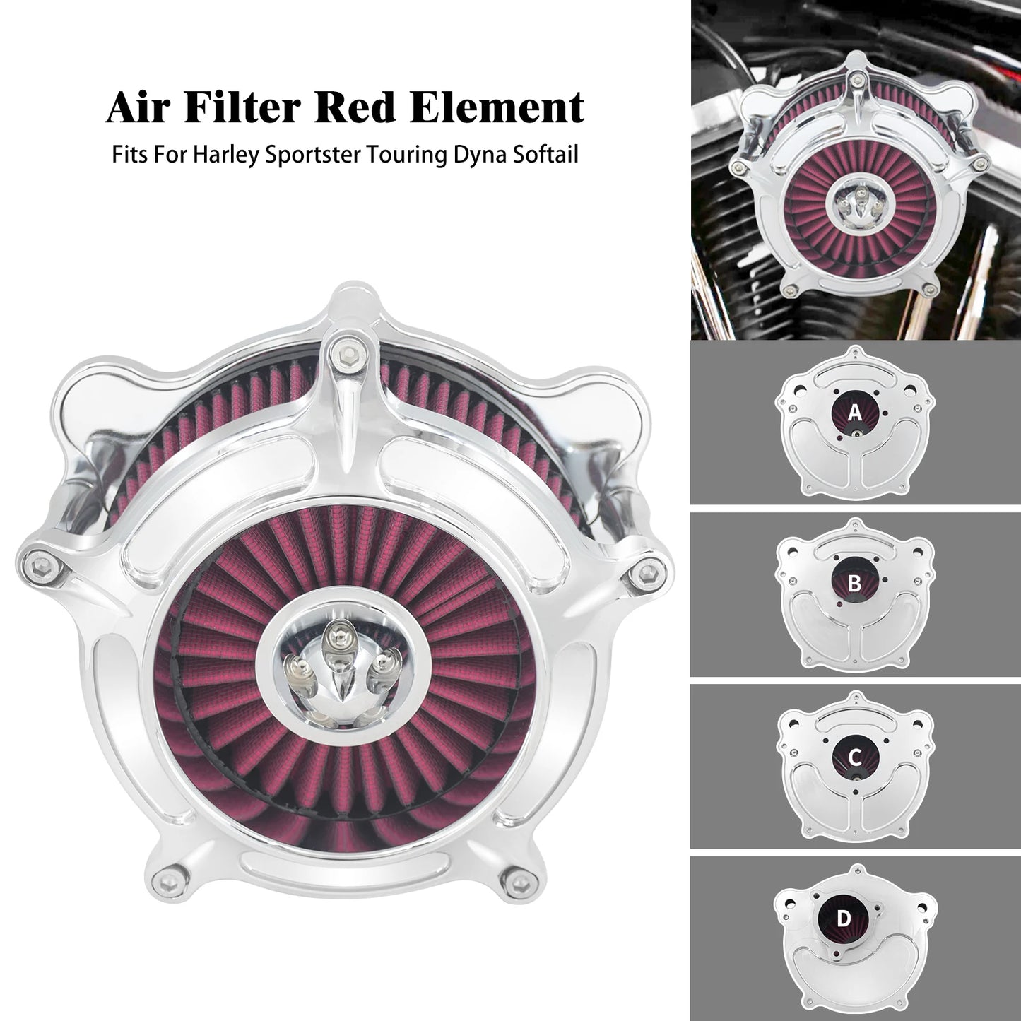 Motorcycle CNC Air Cleaner Intake Filter Element Kit For Harley Touring Road Glide Electra Street Glide Softail Low Rider Dyna