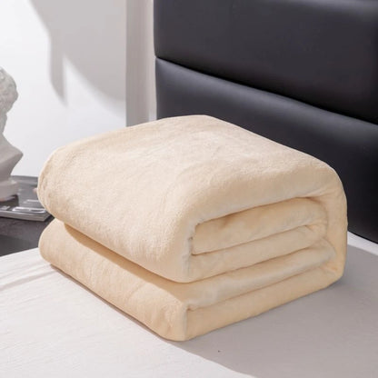 Flannel Nap Blankets Soft Plaid for Home Sofa 200x230 Plush Bedsheet Solid Color Summer Blanket Single Size