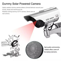 Solar Powered Fake Dummy Surveillance Security Camera CCTV For Office Home with LED Record Light Indoor Outdoor Black / Silver