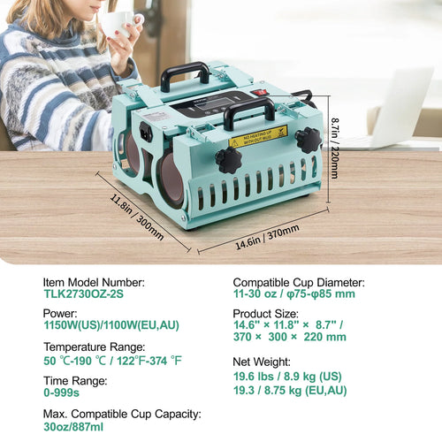 VEVOR Tumbler Heat Press Machine 2 Station Heaters 11-30oz Mug Press Tumbler Press for Sublimation Tumblers Cups and Mug 19.6lbs