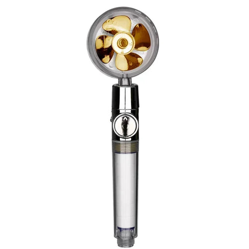 Turbo Propeller Water Saving Shower Head and Holder High Preassure Showerhead Rainfall with Fan Bathroom Accessories