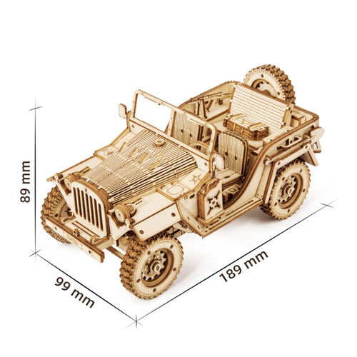 Robotime Rokr Classic Car 3D Wooden Puzzle Train Army Jeep Heavy Truck Vintage Car 1:15 Scale Model Building Kits for Kids
