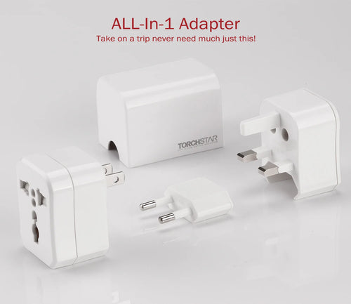All-In-One Universal Travel Adapter, Detachable Power Plugs Fits Wall AC Adapter Outlets for USA EU UK AUS Worldwide