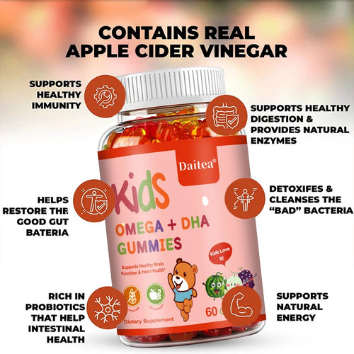 Children's OMEGA+DHA Gummies - Supports The Brain, Joints, Heart, Eyes and Immune System - Contains Omega 3 6 9 + DHA, Vitamin C