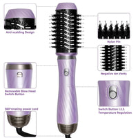 Hair Dryer Brush 5 in 1 Detachable Blow Dryer Brush Negative Ionic Hot Air Brush Hair Styling Tool Set Round Hot Air Straighten