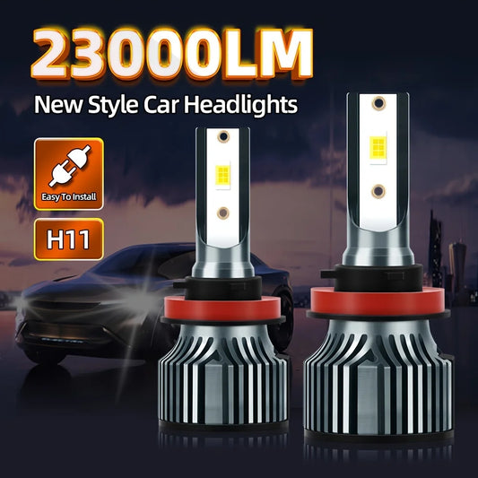 roadsun 2pcs H9 H8 H11 LED Headlight, Super Bright 23000LM 6500K White 500% Brighter, High Lumen, Fast Silent Fan, Plug-N-Play