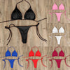 Sexy Women Bikini Lingerie Set Side Tie Swimsuit T--back Low Rise Thong Bandage Style Brazilian Swimwear Soft Solid Underwear
