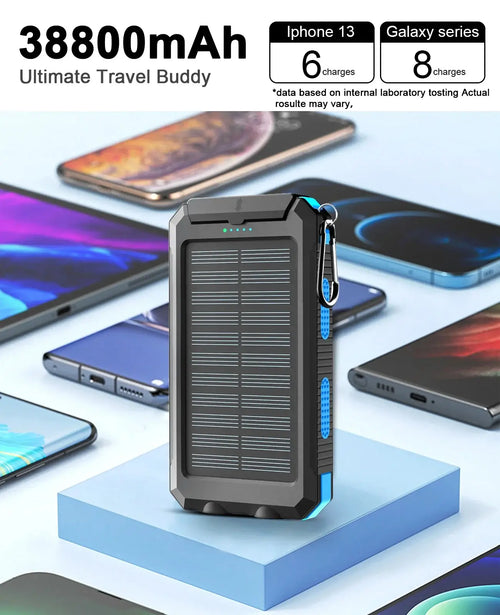 Waterproof Outdoor Solar Power Bank 38800mAh Dual USB Travel Outdoor Solar Mobile Phone Charger Solar Powerbanks For Camping