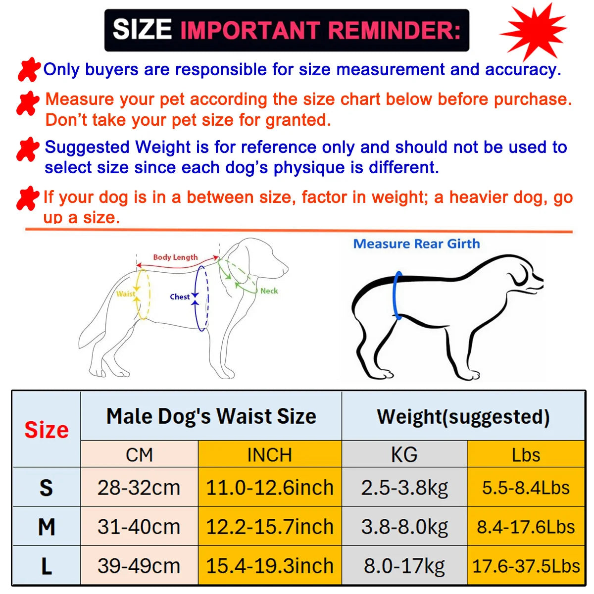 1PC Washable Male Dog Diaper Reusable Pet Sanitary Panties Nappy Belly Band Wrap Diapers Absorbent Leak Proof Pee Pant for Dogs