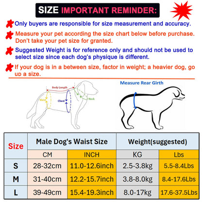 1PC Washable Male Dog Diaper Reusable Pet Sanitary Panties Nappy Belly Band Wrap Diapers Absorbent Leak Proof Pee Pant for Dogs