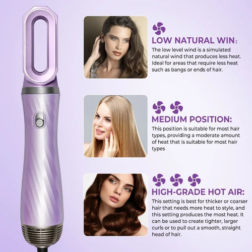 Hair Dryer Brush 5 in 1 Detachable Blow Dryer Brush Negative Ionic Hot Air Brush Hair Styling Tool Set Round Hot Air Straighten
