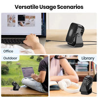 Portable USB Fan - 4 Inch Mini Desk Fan with 3 Speeds & 360° Adjustment