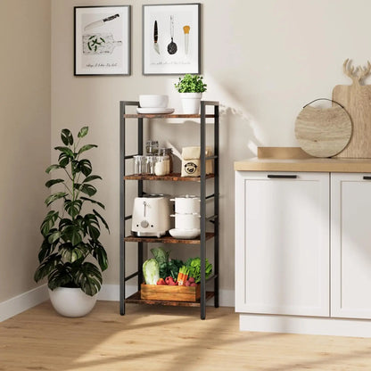 4-Tier Bookshelf, Tall Bookcase with 4 Open Shelves, Metal and Wood Office Book Shelf Bookcase, Standing Storage Organizer Shelf