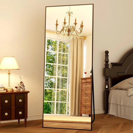 64"x21" Full Length Mirror Full Body Mirror Freestanding Hanging or Leaning Rectangle Floor Mirror Aluminum Alloy for Bedroom