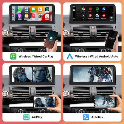 Road Top Wireless CarPlay Android Auto Car Multimedia player For BMW 1 Series E81 E82 E87 E88 Head Unit Screen Display monitor