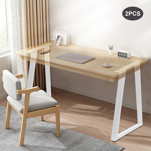 28Inch White Metal Table Legs, 2pcs Trapezoidal Table Support Frames, Furniture Parts Suitable for Dining Tables, Computer Desks