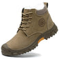 Men's High Top Cotton Boots Winter Thick Velvet Warm Safety Shoes Anti Smashing Anti Piercing Work Safety Boot Steel Toe Shoe