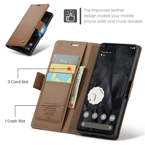 Luxury Magnetic Wallet PU Leather Phone Case For Google Pixel 9 Pro XL 8Pro 8A Shockproof Card Holder Pocket Cover For Pixel 7A