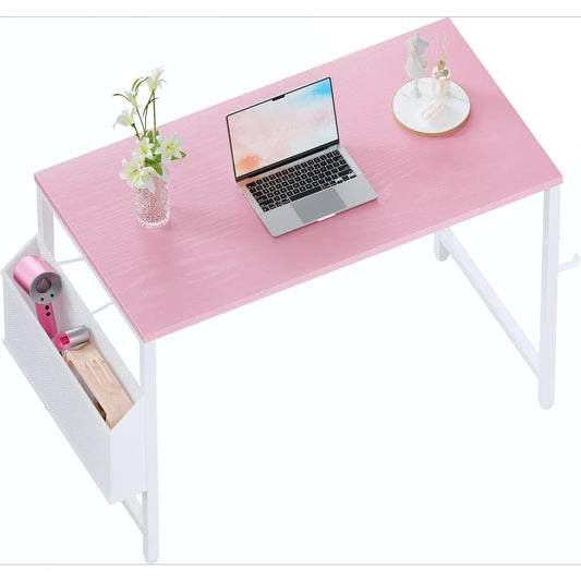 32 inch small space computer desk with storage bag, headphone hook, small office desk, study, writing desk