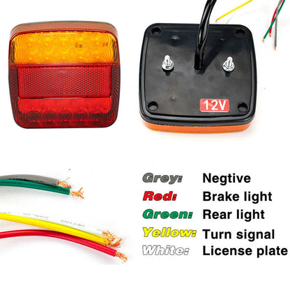 2Pcs 12V Taillight Turn Signal Indicator Rear Reverse Brake Stop Lamp Trailer Tail Lights Super Bright for Trailer Truck RV Boat