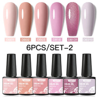 6Pcs/ Set Macaron Series Gel Nail Polish For Nails Glitter Nude Pink Blue Purple Hybrid Nail Art Gel Varnish Soak Off UV Gel Kit