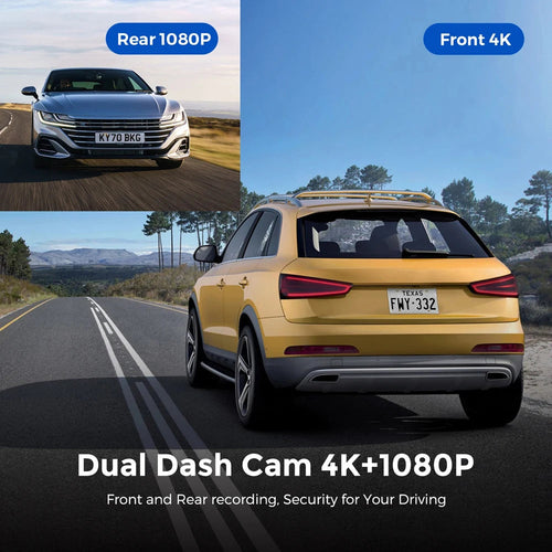 UHD 4K Dash Cam Dual Lens Driving Recorder Car DVR 1080P Rear Lens Camera Built-In WiFi GPS 24-Hour Parking Monitoring Black Box EzBuyCo