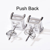 CUC 3-10MM Hip Hop Baguette CZ Stud Earrings With Screw Back AAA Zircon Men Women Square Earrings Trend Wedding Jewelry Gift