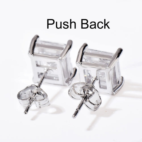 CUC 3-10MM Hip Hop Baguette CZ Stud Earrings With Screw Back AAA Zircon Men Women Square Earrings Trend Wedding Jewelry Gift