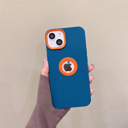 DIY Luxury Soft Silicone Logo Hole Phone Case For iPhone XR like 12,13 Candy Color Cover for iPhone 11 to 13Pro 14 15 16 Pro