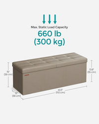 SONGMICS Storage Ottoman, 35 Gal., Storage Chest, Folding Footrest Bench, 660 lb Load Capacity, Synthetic Leather