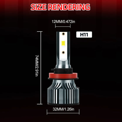 roadsun 2pcs H9 H8 H11 LED Headlight, Super Bright 23000LM 6500K White 500% Brighter, High Lumen, Fast Silent Fan, Plug-N-Play