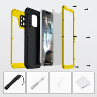 For iPhone 15 14 13 12 11 Pro Max XS XR 8 7 Plus SE3 IP68 Waterproof Rugged Metal Armor Case Shockproof Cover Screen Protector