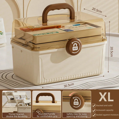 Large Capacity Medicine Box Cosmetic Home Storage Box Multi-Layer with Handle Jewelry Nail Polish Makeup Desktop Container Tool