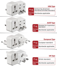 All-In-One Universal Travel Adapter, Detachable Power Plugs Fits Wall AC Adapter Outlets for USA EU UK AUS Worldwide