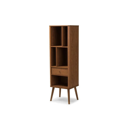 Mid-Century Modern Walnut Bookcase with Drawer Spacious Shelves Home Office Storage and Display